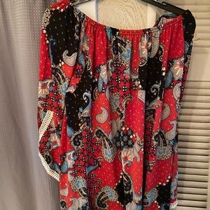 Lace trim sleeve tunic